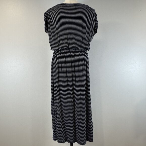 24/7 Maurices Women Size M Black White Striped Sleeveless Dress Drawstring Waist - Picture 3 of 15